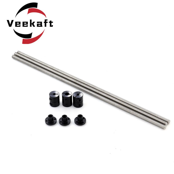 3 Pack Z axis TR8*4 Custom Metric Lead Screws 380mm 480mm 580mm with POM Nut Block Rigid Coupling for Rat Rig V-Core 3.1