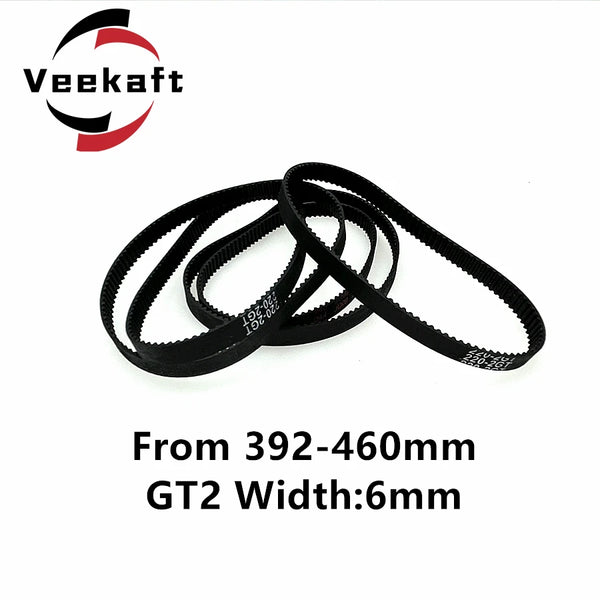 3D Printer Parts GT2 6mm Closed Loop Rubber Timing Belt 392 396 400 406 410 420 426 430 436 440 444 450 454 460mm 2GT 1pcs