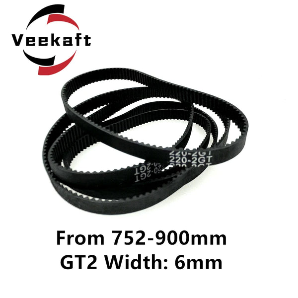 3D Printer Parts GT2 6mm Closed Loop Rubber Timing Belt 606 610 616 630 640 650 660 670 690 696 700 710 738 740 750mm 2GT 1pcs